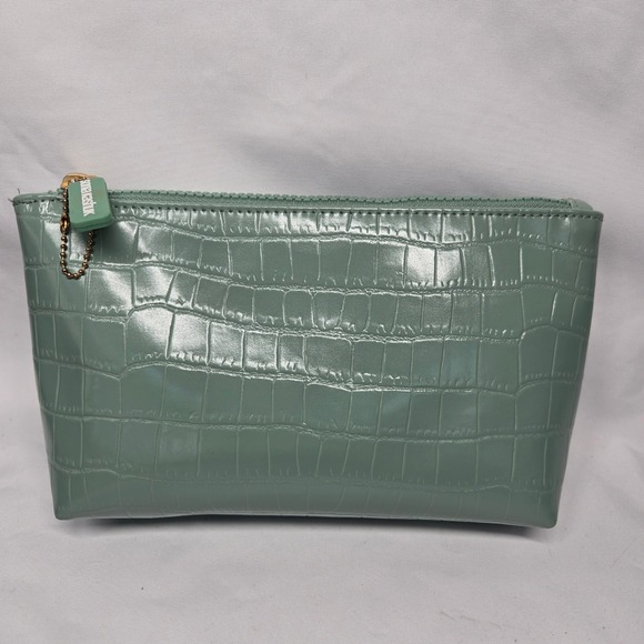 Sonia Kashuk Handbags - Sonia Kashuk Makeup Bag Womens Sage Green Faux Croc Embossed Cosmetic Pouch